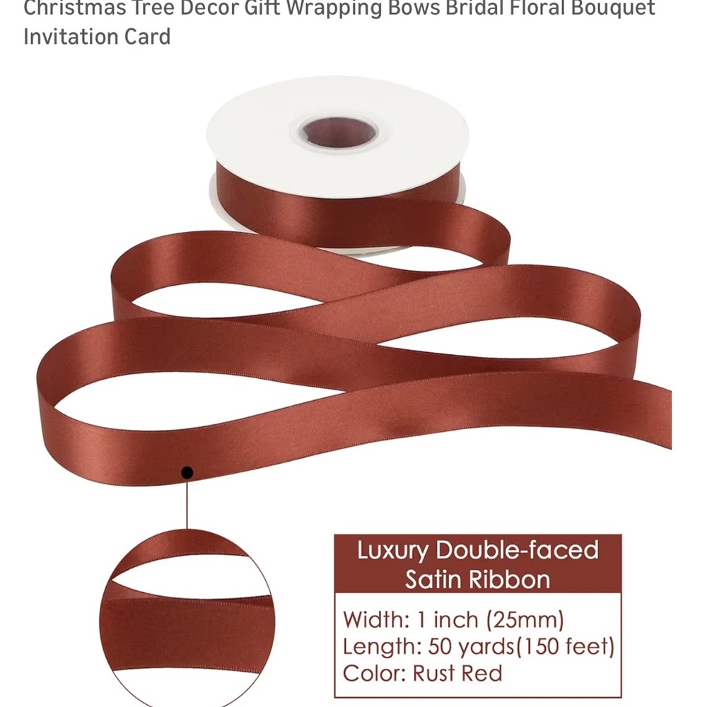 Rust Red/ Terracotta Ribbon Set - Picture 4 of 4